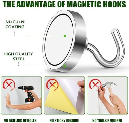 MIKEDE Magnetic Hooks 170Lbs Heavy Duty Magnets - Image 2