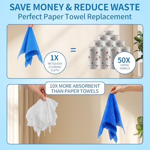 WETQUEEN Upgrade 60 Pack Microfiber Cleaning Cloth Roll - Image 7