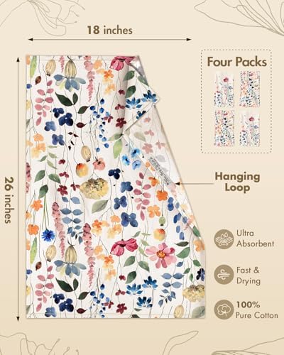 Miss Adola 150GSM Flour Sack Kitchen Towels Set of 4, Wild Flower - Image 4