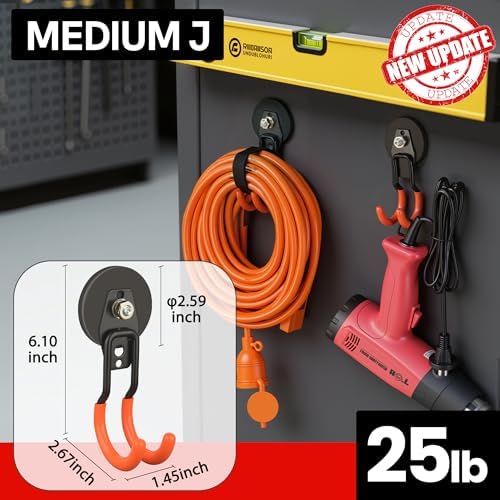 ULIBERMAGNET Heavy Duty Magnetic Garage Hooks, 8 Pack Strong Large Magnet Hooks - Image 4