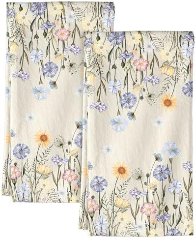 Miss Adola 150GSM Flour Sack Kitchen Towels Set of 2, Colorful Flower by MissAdola
