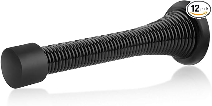 HOMOTEK 12 Pack Black Spring Door Stops, 3-1/8" Heavy Duty by HOMOTEK