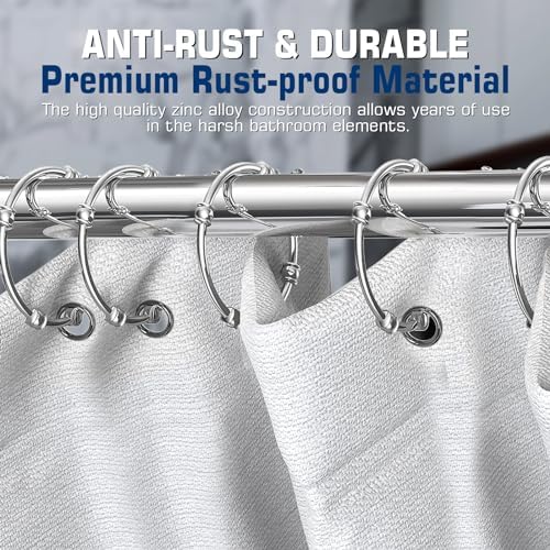 Shower Curtain Rings Hooks, Rustproof Shower Curtain Hooks - Image 2