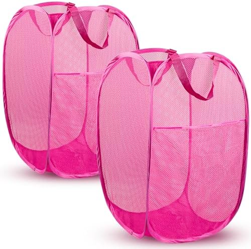 2 Pack Pop Up Laundry Hampers, 70 L Collapsible Foldable Mesh Basket by Unknown