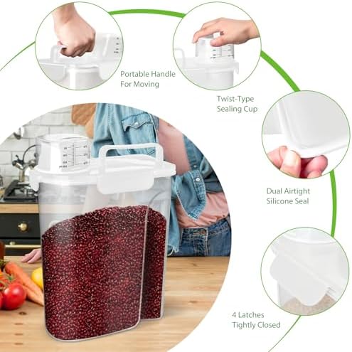 Viretec Rice Storage Container, 5 to 10lb Dry Food Airtight Dispenser, Pet Dog - Image 4