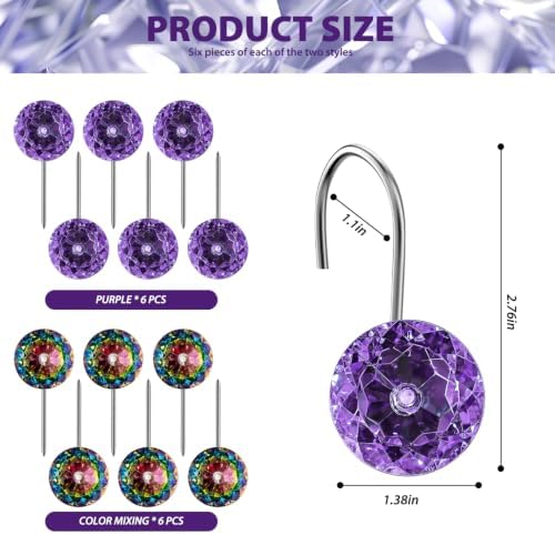 12PCS Purple Decorative Shower Curtain Hooks - Image 2