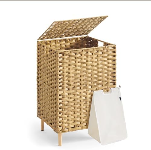 SONGMICS Laundry Hamper with Lid, PE Rattan, 25 Gallons by Unknown