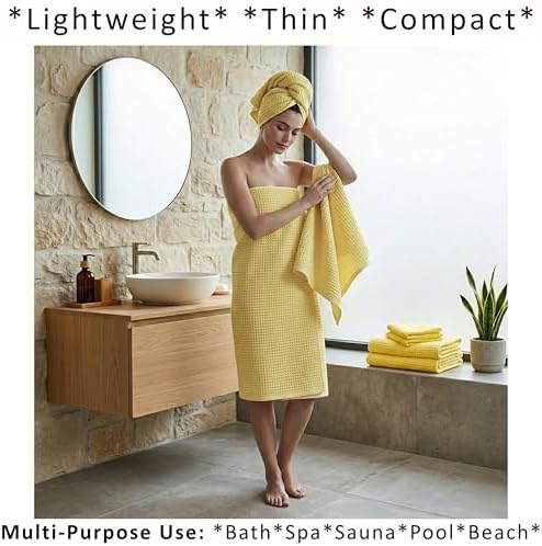 PÜSKÜL Natural 100% Turkish Cotton Waffle Bath Towels Set of 2, Extra-Large - Image 2