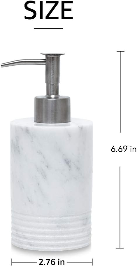 Marble Soap Dispenser Stainless Steel Pump Bathroom Kitchen Countertop | Real - Image 2