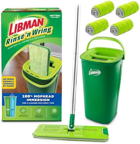 Libman Rinse 'n Wring Mop and Bucket System, 5 Microfiber Pads Included by TheLibmanCompany