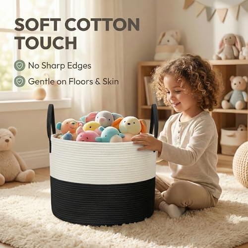 JMvicyroam 115L Extra Large Machine Washable Cotton Rope Blanket Basket - Image 4