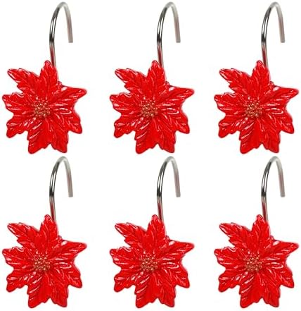 Two Fish Home Fashions Set of 12 Decorative Christmas Tree Resin Shower Curtain by TwoFishHomeFashionLLC