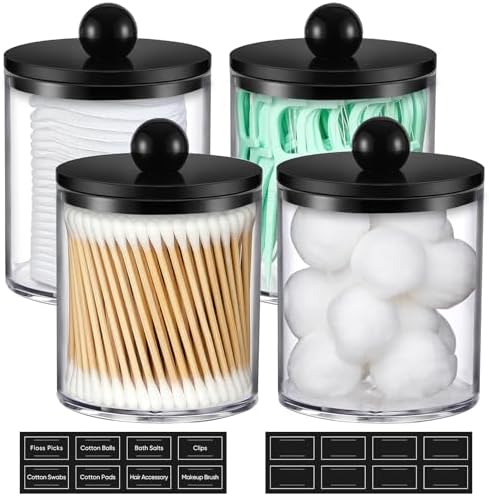 4 Pack Acrylic Qtip Holder Dispenser by AOZITA