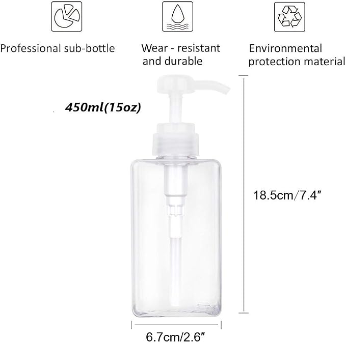 Plastic Pump Bottle Refillable Lotion Soap Dispenser 15oz Clear 2 Pack | Sturdy - Image 6