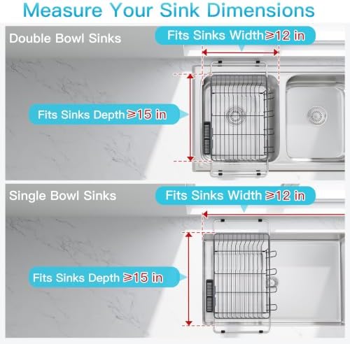 JASIWAY Gray Dish Drying Rack in Sink, Dish Drainer - Image 3