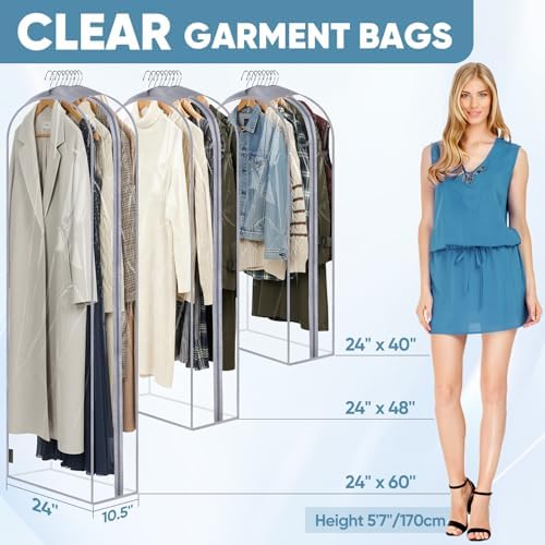 BALEINE 1PK Clear Garment Bags for Hanging Clothes - Image 2