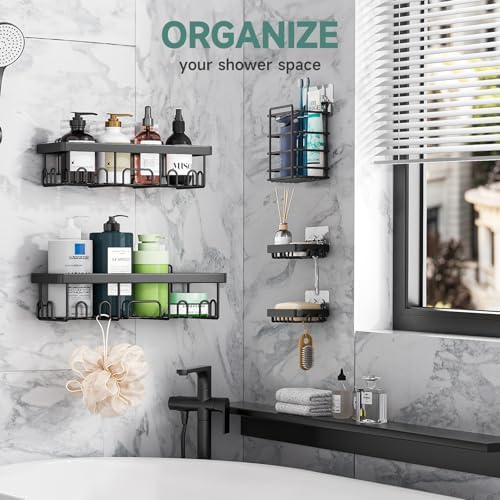 Veken Shower Caddy 5-Pack, Bathroom Organizers and Storage Shelves - Image 6