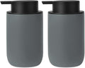 Ceramic Pump Bottle Refillable Lotion Soap Dispenser 12oz Grey 2 Pack | Matte by JiatuA
