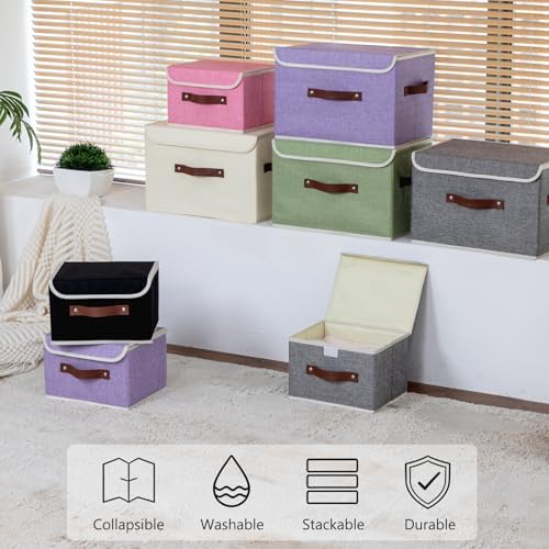 2PCS Storage Bins Boxes with Lids Decorative Fabric Baskets - Image 4