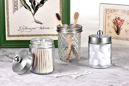 Amolliar Apothecary Jar Bathroom Qtip Holder Glass, Brushed Nickel 2Pc - Image 5