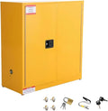30 Gal Flammable Safety Cabinet, 43" x 18" x 44" Galvanized Steel Industrial Flammable Liquid Storage Cabinet with Adjustable Shelves, Fireproof Double-Wall Design, Manual Close Doors