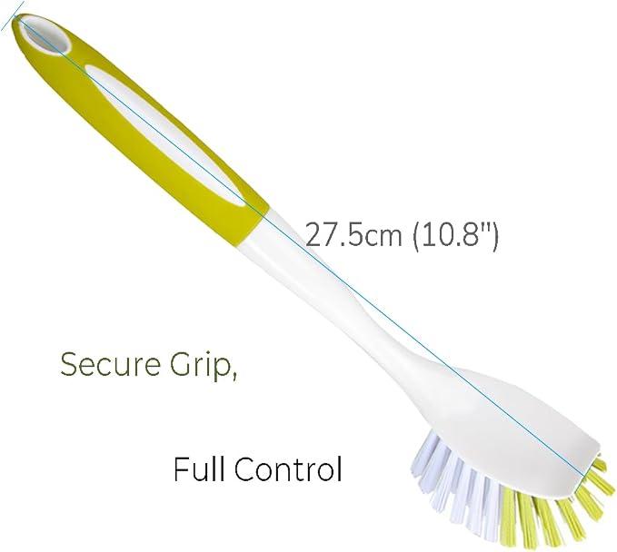 Dish Brush with Handle, Stiff Bristles Dish Scrubber - Image 3
