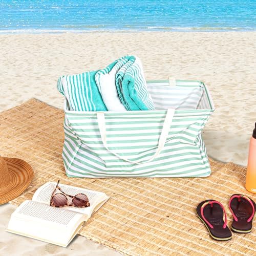 Household Essentials Teal Striped Krush Container All-Purpose Utility Tote - Image 3