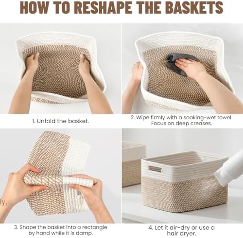 5 Pack Woven Storage Baskets, Decorative Storage Bins - Image 6