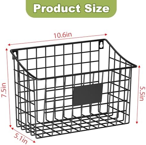 Wall Basket with Label Plate & 5 S-Hooks –4 Pack Hanging Wire Basket - Image 5
