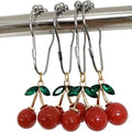 12Pcs Cherry Shower Curtain Hooks Rings, Fruit Themed Bathroom Decor by Kinwot