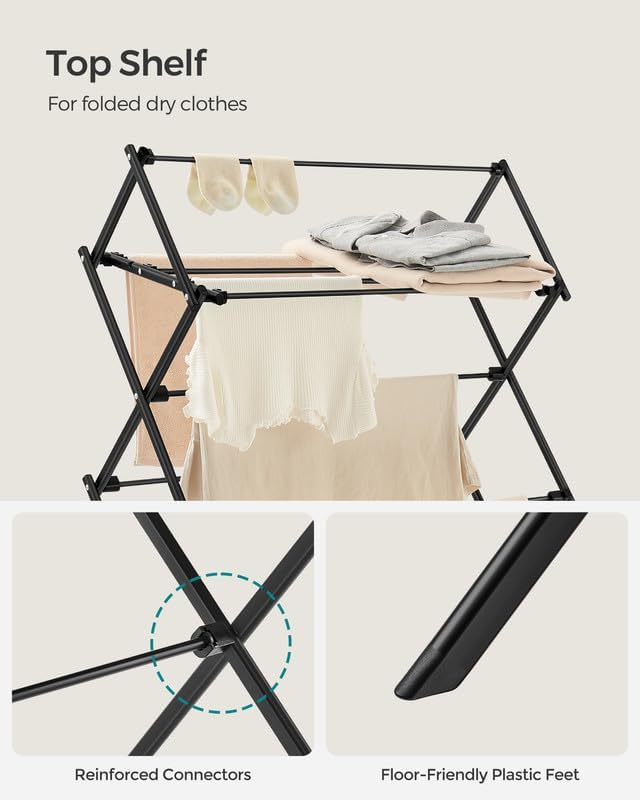 SONGMICS Foldable Clothes Drying Rack, Laundry Drying Rack, Clothes Airer - Image 5