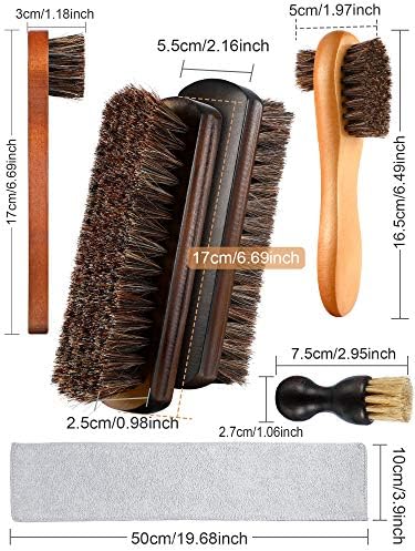Youngjoy 6 Pieces Horsehair Shine Shoes Brush Kit Polish Dauber Applicators - Image 2