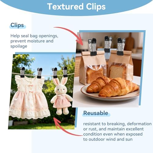 Heavy Duty Clothes Pins, 30 Pack 2.17 Inch Stainless Steel Chip Clips - Image 6