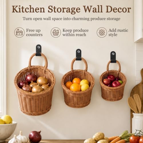 3 Pack Wicker Hanging Basket - Image 2