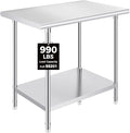 OSTBA Stainless Steel Table for Prep & Work 24x36 Inches, NSF Metal Commercial Heavy Duty Table with Adjustable Undershelf and Adjustable Foot for Restaurant Kitchen Home and Hotel