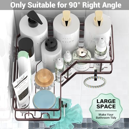 AKTECKE Corner Shower Caddy Organizer Shelf: Adhesive No Drilling Shower Rack - Image 3