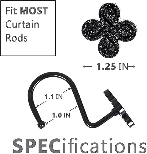 Matte Black Shower Curtain Hooks: Rust Proof Metal Curtain Rings - Image 4