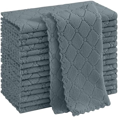 Homaxy Super Soft 16 Pack Coral Velvet Dish Cloths, Dark Grey by Homaxy
