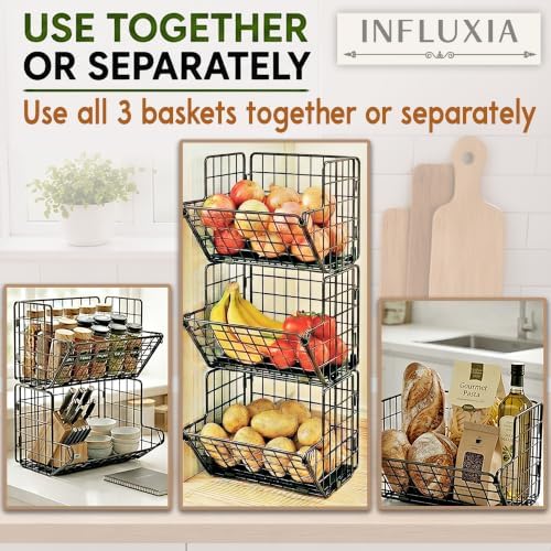 3-Tier Fruit Basket for Kitchen, 2-in-1 Countertop & Over Cabinet Door Hanging - Image 5