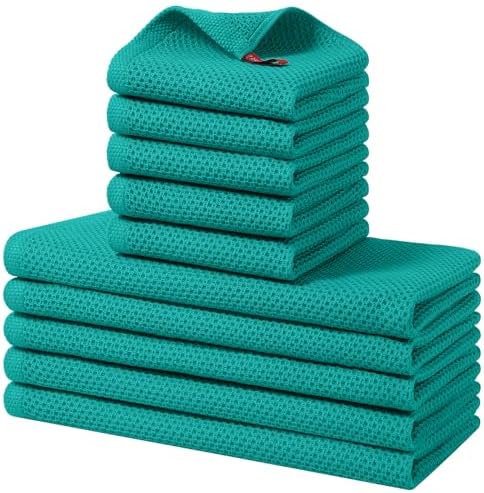 Homaxy 10 Pack 100% Cotton Kitchen Towels and Dishcloths Set by Homaxy