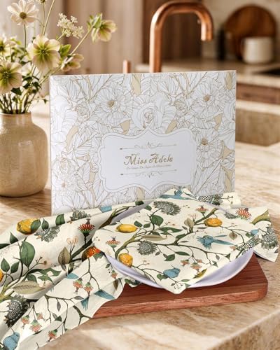 Miss Adola 150GSM Flour Sack Kitchen Towels Set of 2, Lemon Birds - Image 6