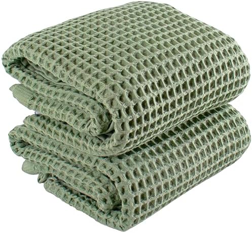 PÜSKÜL Natural 100% Turkish Cotton Waffle Bath Towels Set of 2, Extra-Large by P%C3%BCsk%C3%BClTextile