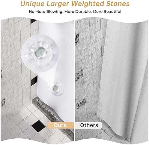 AmazerBath White Shower Curtain Liner Plastic, PEVA Shower Curtain Heavy Duty - Image 2