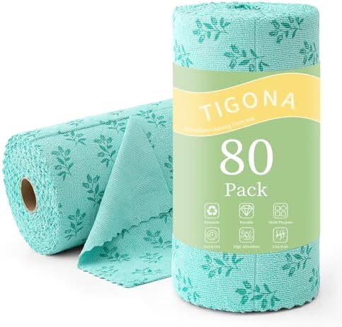 Microfiber Cleaning Cloth Roll, 80 Pack Cleaning Towels, Lint Free Rags Paper by Tigona