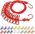 Portable Clothesline with 12 Clothespins, Plus 20 Colorful Clips, Adjustable by Unknown