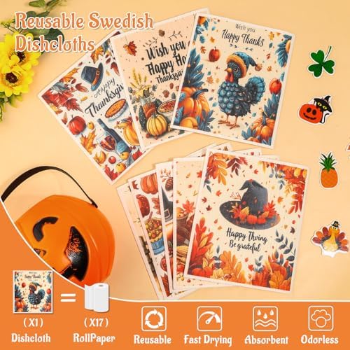 Lucomb 8 Pack Thanksgiving Swedish Dishcloths - Image 3