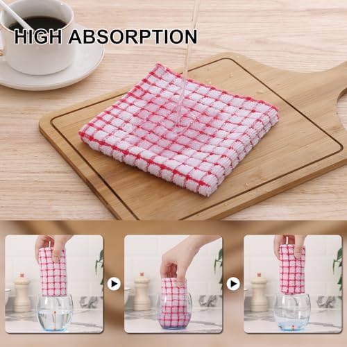 Kitinjoy Cotton 16 Pack Kitchen Towels and Dishcloths Sets, Mix Colour - Image 3