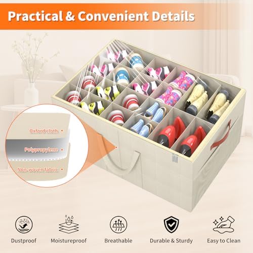Aokeyee 2 Pack Shoe Organizer for Closet, Large Shoe Storage Box - Image 3