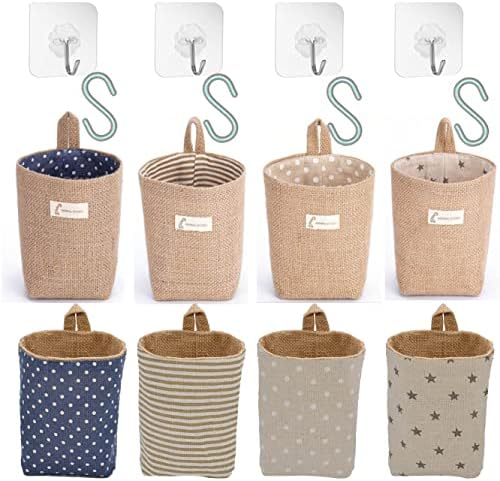 perfsign 4 Pack Hanging Basket for Door, Small Wall Basket Decor, Jute Hanging by perfsign