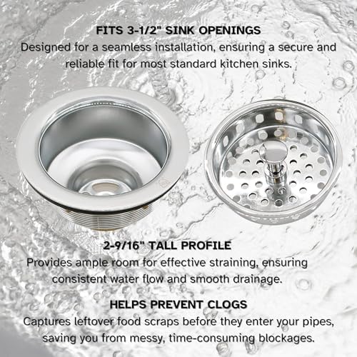 Westbrass A214-05 3-1/2" Post Style Large Kitchen Sink Basket Strainer - Image 4